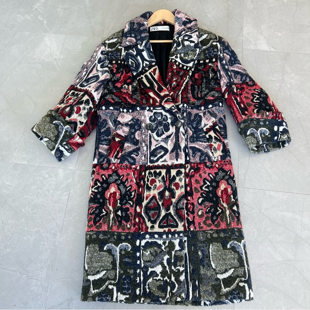 Zara Multicolor Patterned Coat - Picture 12 of 16
